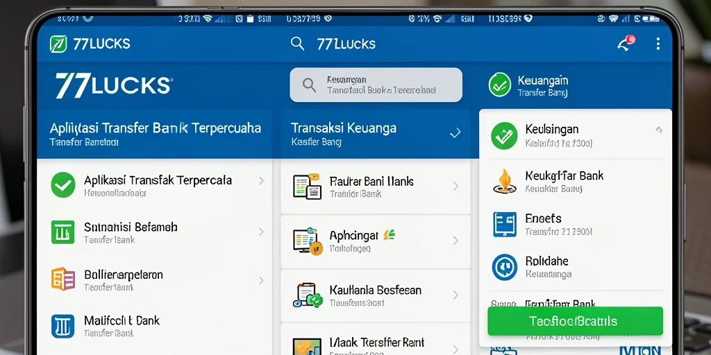 Antarmuka aplikasi 77LUCKS yang nyaman untuk transfer bank.