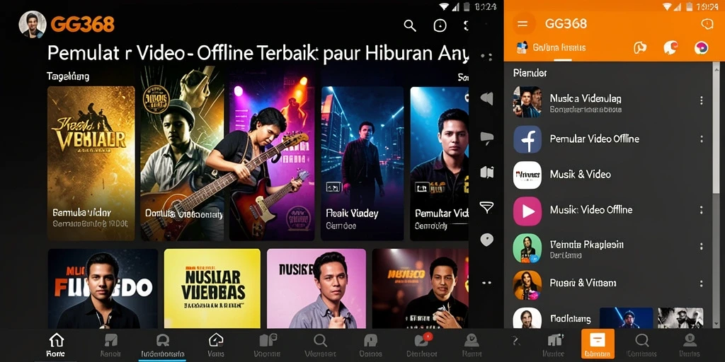 Antarmuka GG368 yang sederhana dan fungsional sebagai Pemutar Video Offline.