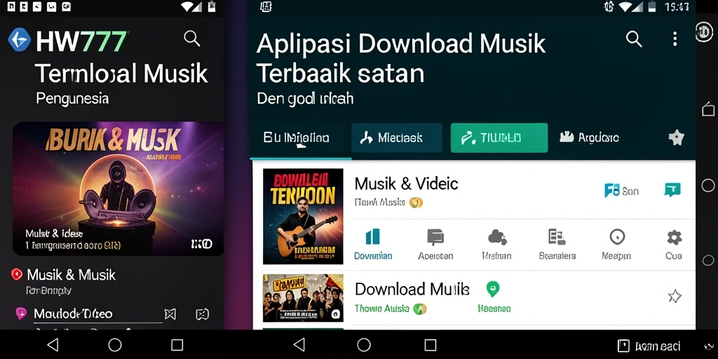 Tampilan antarmuka HW777 yang simpel dan fungsional untuk Download Musik.