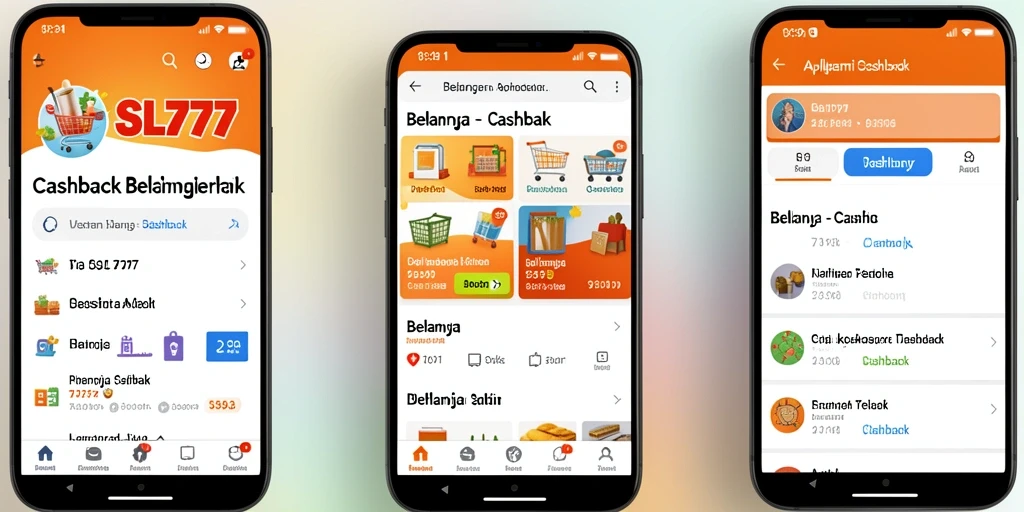 Tampilan antarmuka aplikasi SL777 untuk cashback belanja.