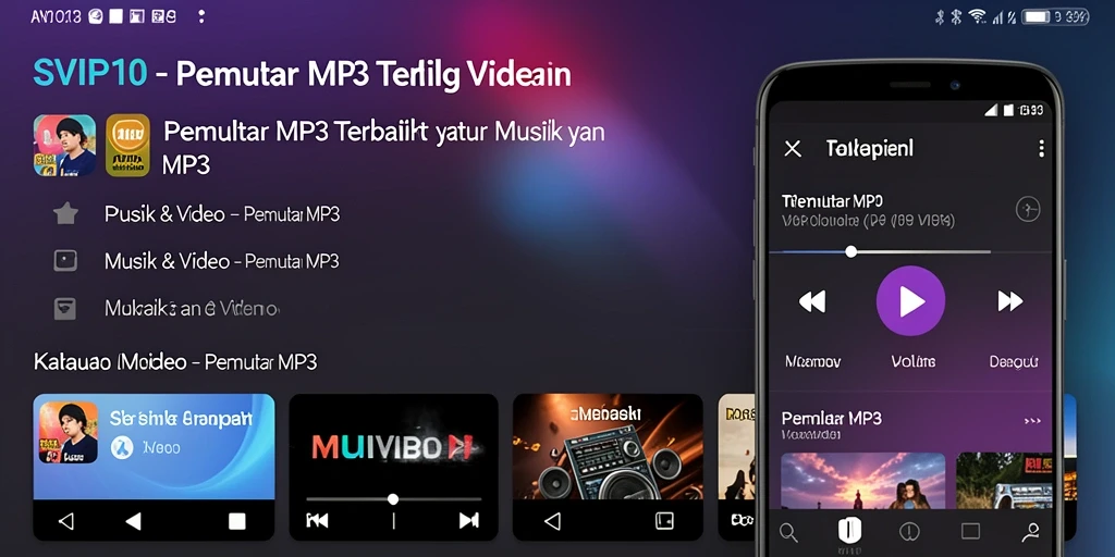 Tampilan antarmuka SVIP10 dengan fitur Pemutar MP3 yang menarik.
